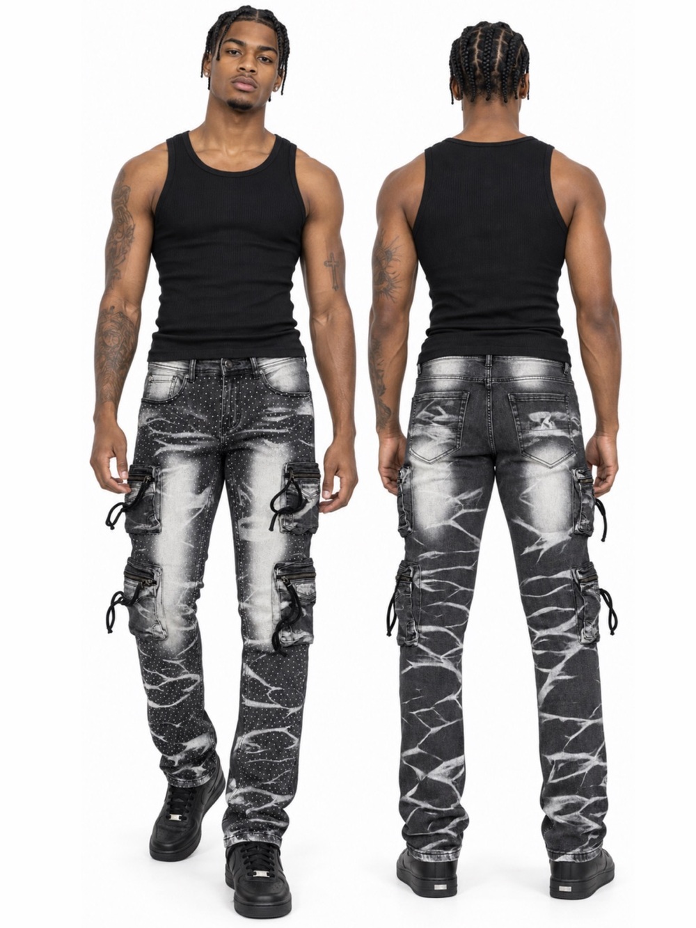 KINDRED Cargo Jeans Smoke Black 32x36 NWT